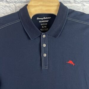 Tommy Bahama Men Navy Blue Island Zone Emfielder 2.0 Polo Supima Shirt Size XL